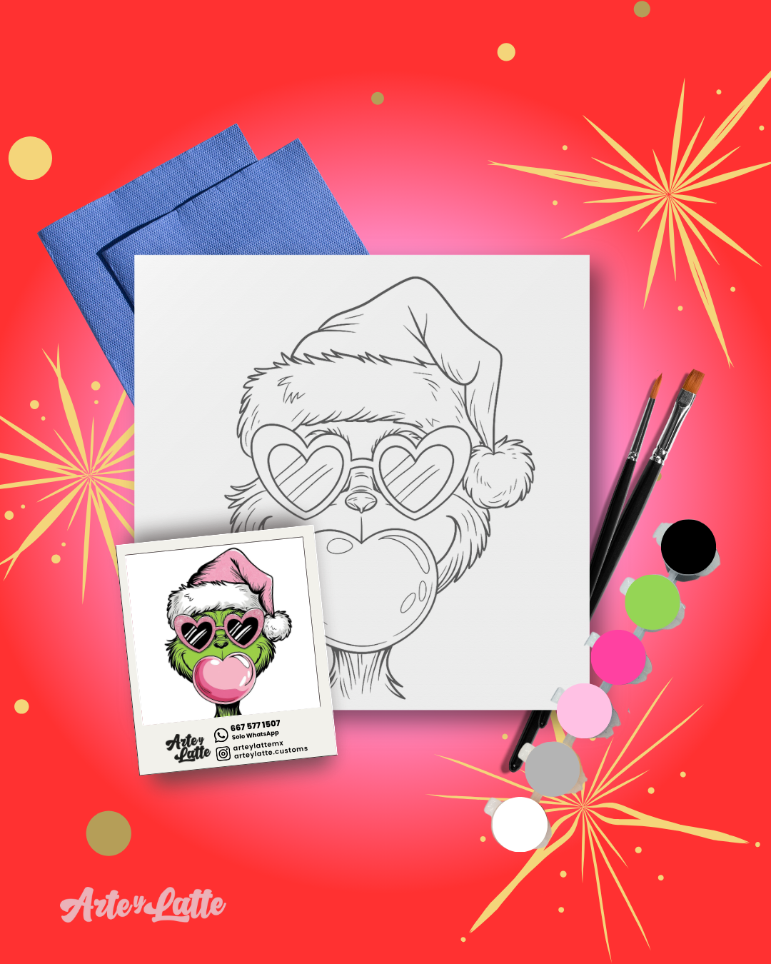 Kit Grinch lentes corazón