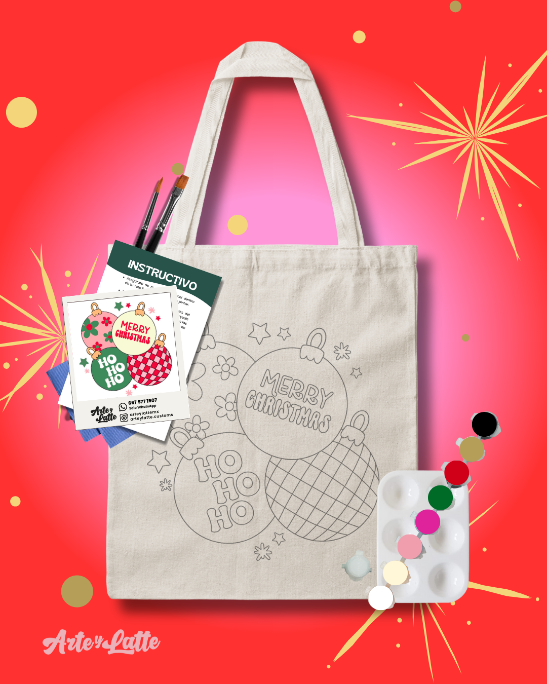 KIT TOTE BAG DISEÑO ESFERAS NAVIDEÑAS